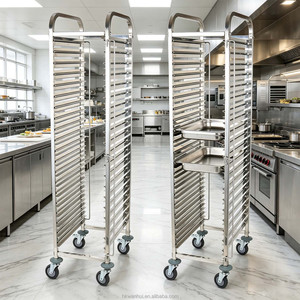 Commercial Hotel Restaurant 4 <b>Wheels</b> 1/1 Gn Pan GN Shelf Transport Trolley Bakery Cart - Product Image 1