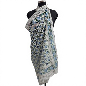 Elegant printed cotton <b>sarong</b> lightweight beach wrap floral cover up handmade summer scarf swimwear cover skirt shawl for women - Product Image 1