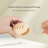 Puff de maquillage en silicone respirant double face Petit sac anti-poussière pour le stockage de voyage avec logo personnalisé Boîte d'emballage