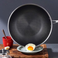 Vendeur chaud Batterie de cuisine hybride Poêles de cuisson réutilisables en acier inoxydable Poêle à frire antiadhésive en nid d'abeille écologique Batterie de cuisine hexclad
