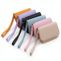 Dompet Wanita RFID Blocking Dompet Kulit Lipat Dua Tempat Kartu Kredit untuk Wanita Dompet Kompak Dompet Mini Dengan Saku Resleting