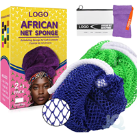 Esponja de Red Africana Auténtica para Exfoliar el Cuerpo, Esponja de Baño de Nailon Larga de Secado Rápido, Logotipo Personalizado, Venta al por Mayor OEM