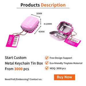Caja de hojalata personalizada para fabricantes, llavero, mini contenedor de almacenamiento de <span class=keywords><strong>metal</strong></span>, caja rectangular pequeña vacía con bisagra, estuche de hojalata para llavero - Product Image 3