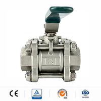 Vanne à boisseau sphérique manuelle en acier inoxydable 304, filetage BSP femelle 1 pouce, à passage plein, trois pièces, pour eau et air (incendie)