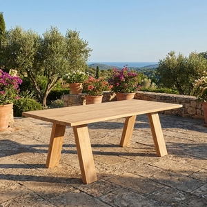 The Bondy Garden Dining <b>Table</b>, featuring a 6 cm thick solid wood surface, combines modern design with durable craftsmanship. - Product Image 5