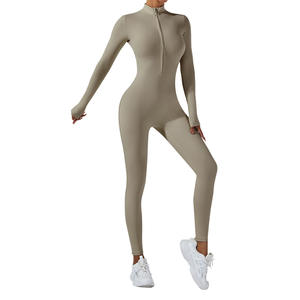 ชุดบอดี้สูทโยคะแขนยาวแบบซิปครึ่งตัวสำหรับผู้หญิง Allure Body ระบายเหงื่อได้ดี ยืดได้สี่ทิศทาง ไร้ตะเข็บ ชุดออกกำลังกายแบบชิ้นเดียว - Product Image 5