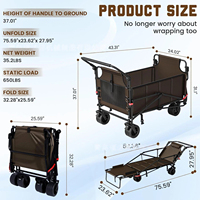 Chariot pliable tout-terrain robuste de 200 kg pour le camping, la plage, la randonnée, le jardin et les sorties en famille