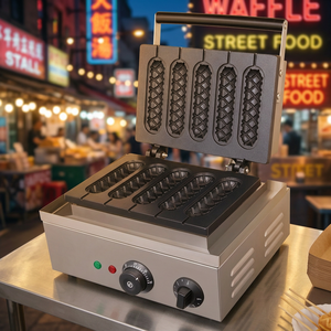Máquina comercial eléctrica para hacer waffles de salchicha crujiente con 5 palos, máquina para hacer waffles de corn dog para tiendas de snacks y restaurantes - Product Image 4