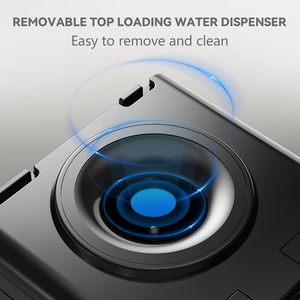 Distributeur d'eau Euhomy à chargement par le haut, pour bouteilles de 3 ou 5 gallons, eau chaude et froide, sur pied, argent/noir, plastique et acier inoxydable - Product Image 3