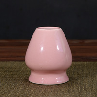 Prix usine rose bol support en céramique Matcha accessoires thé Matcha Chawan support ensemble avec bec