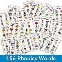 Cartes flash éducatives en carton épais sur le thème de la phonétique anglaise avec anneaux de reliure, images colorées, jouet d'apprentissage précoce pour la reconnaissance des lettres chez les tout-petits