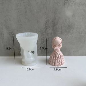 HY 3D dessin animé petites filles poupée Silicone bougie moule mignon princesse avec <span class=keywords><strong>robe</strong></span> parfumée bougie moules pour cire aromathérapie fabrication - Product Image 5