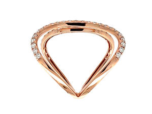 แหวนทองคำ 18K ประดับเพชรทรงไขว้แบบเปิดสองวง ดีไซน์ทันสมัย โรแมนติก หรูหรา สำหรับผู้หญิง - Product Image 2