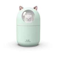 Humidificateur ultrasonique portable mini 300 ml à piles, diffuseur d'arômes double humidification, veilleuse ultra-silencieuse, design chat mignon, pour hôtel