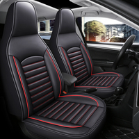 Fundas de Asiento de Coche Universales de PVC Protectoras en Negro y Rojo para Toyota Corolla Camry, Juego Completo Impermeable de Poliuretano