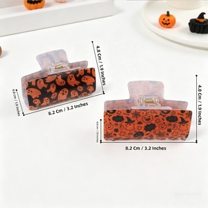 Nuovissima Molletta per Capelli a Tema Halloween con Stampa Teschio e <span class=keywords><strong>Ragno</strong></span> Fantasma, Personalizzabile con Logo, Accessorio per Acconciature e Coda di Cavallo <span class=keywords><strong>da</strong></span> Donna - Product Image 3