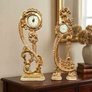 Horloge de sol royale antique au design moderne, mouvement à quartz, horloge en bois rétroéclairée pour la maison, le salon, les meubles - Product Image 1
