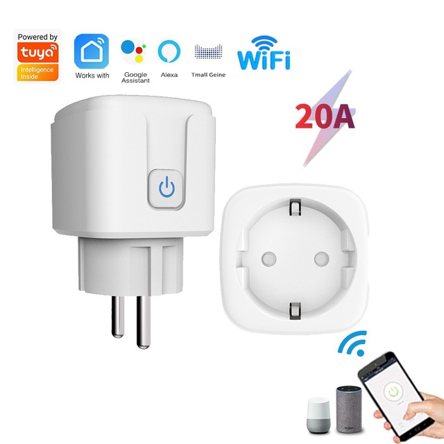 Tuya WiFi Smart Plug 16A/20A EU Smart Socket With Power Monitor Timing Smart Life Support Alexa Google Home Yandex SmartThings