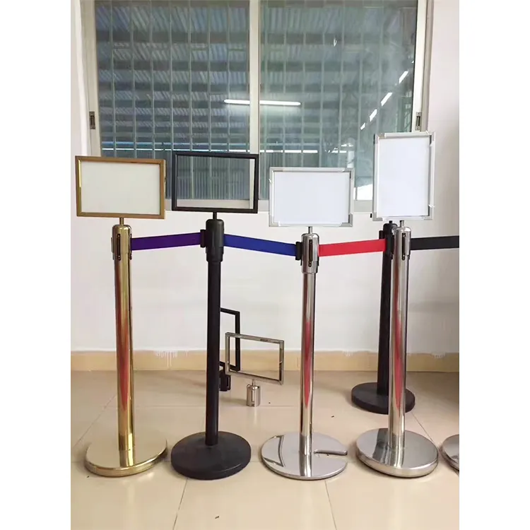 Stainless steel belt barrier queue line partition retractable belt stand tape barrier crowd control post