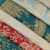 Tissu Jacquard Damassé 2024 pour Tapisserie et Canapé, Décoration Intérieure Bleue, Nappe en Coton en Gros pour Hôtel, Cantonnière Européenne en Acrylique