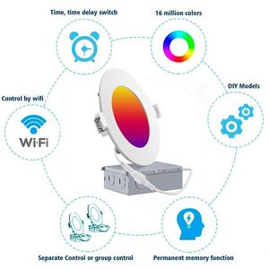 9 wát wifi thông minh có thể điều chỉnh thay đổi độ sáng LED Đèn tại chỗ hiện đại trong nhà Đèn trần với RGB tuya Wifi lõm downlights IP44 đánh giá - Product Image 6