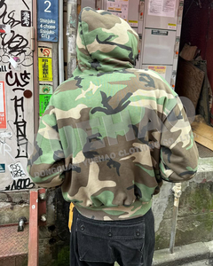 Custom Brand 600 GSM Baggy Double Zipper Stitch Sublimation Dtg Print Oversized Boxy Fit Embroidered Camouflage <strong>Camo</strong> <strong>Hoodies</strong> <strong>Men</strong> - Product Image 4