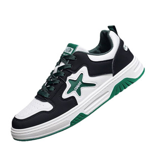 Baskets décontractées pour hommes, légères, amorties, antidérapantes, à lacets et à enfiler, en PU blanc avec logo brodé, pour le printemps et toute l'année - Product Image 4