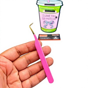 Pinzas Profesionales Delgadas de 90 Grados para Extensión de Pestañas con Logotipo Personalizado, Puntas de Fibra de Acero Inoxidable, Agarre Perfecto, 10 cm de Longitud - Product Image 5