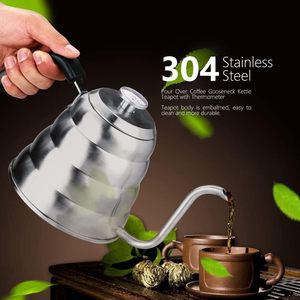 Cafetera de Goteo Manual de Acero Inoxidable de 1200ML, Ecológica, Moderna, Tipo Cloud Moka, con Termómetro, Cuello de Cisne, Acabado Espejo Plateado - Product Image 2