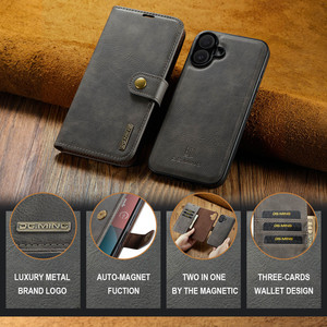 Étui portefeuille magnétique détachable 2 en 1 pour iPhones 16/16 Plus Étui folio en cuir à rabat avec fente pour cartes séparable - Product Image 4