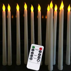 Hot Sell Long Realistic Plastic Flame weniger LED-Konus kerzen mit gelber flackern der Licht batterie, die mit Fern kerzen betrieben wird