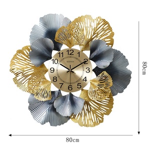 3D Handmade <strong>80cm</strong> Metal Ginkgo Luxury <strong>Wall</strong> <strong>Clock</strong> for Home Decoration Reloj De Pared - Product Image 5