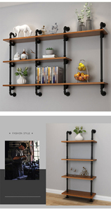 BILIDO rak buku anggur pemasangan dinding, rak pipa besi Retro industri suspensi Diy penyimpanan - Product Image 3
