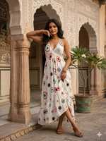 Robe longue bohème dos nu pour femme – Robe longue fluide en rayonne lurex pour les vacances à la plage, style bohème hippie