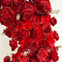 Arche florale en forme de cœur rouge de 2 m pour décoration transfrontalière, mariage, remise de diplôme, Nouvel An, arrangement de fond de scène, Noël (artificielle)