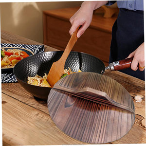 Couvercle de Wok en bois naturel de <span class=keywords><strong>14</strong></span> <span class=keywords><strong>pouces</strong></span> couvercle de casserole anti-brûlure poignée de remplacement cuisine Camping pique-nique ustensiles de cuisine pièces essentielles - Product Image 5