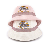 Topi Bucket Bordir 3D Custom Tekstur Linen Wanita, Topi Matahari Dengan Pita Berkilau, Topi Nelayan Kasual Outdoor