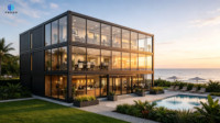 Hôtel Villa Conteneur Modulaire Préfabriqué en Acier à Plusieurs Étages avec Façade en Verre Moderne pour Bâtiment Commercial, Bureau et Complexe Hôtelier