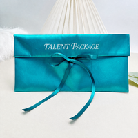 Pochette d'emballage en satin imprimé tendance avec ruban, pochette en soie rose, enveloppe pour extensions de cheveux, perruques, sous-vêtements, sac anti-poussière en satin