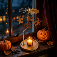 Tempat Lilin Halloween Kreatif, Hadiah Unik, Tempat Lilin Aromaterapi Putar, Tempat Lilin Teh Putar dengan Nampan