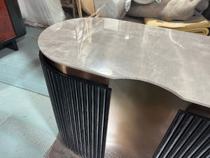 Plateau en marbre moderne Disen pieds en acier inoxydable 304 couverture en cuir pour téléviseur table de rangement en bois de luxe vitrine de télévision - Product Image 6