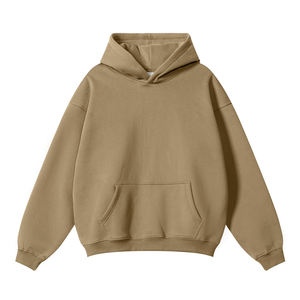 Sweat à capuche 100 % coton uni pour homme, molleton épais, grammage lourd, coupe oversize, avec logo personnalisé – Sweats à capuche et pulls molletonnés pour homme - Product Image 2
