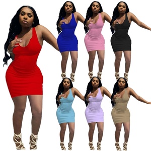 Robes longues moulantes décontractées pour femmes, couleur unie, grande taille, été 2023, sexy, robe <span class=keywords><strong>maxi</strong></span>, robe d'été - Product Image 1