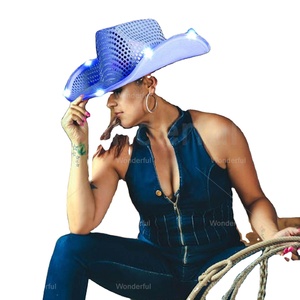 High Quality Unisex Adults Silver LED Sequin Cowboy <b>Hats</b> <b>for</b> Halloween & Christmas <b>Wedding</b> Birthday Festive & Party Supplies - Product Image 3