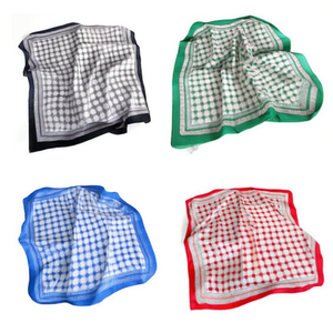 Pañuelo cuadrado de 70x70 cm, 38G, con estampado de lunares y cuadros pequeños, accesorio de moda para mujer - Product Image 1