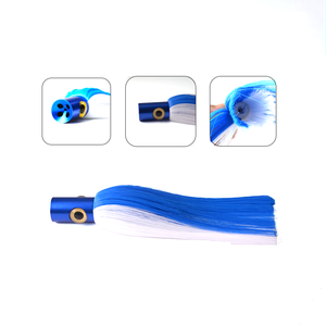 Leurres de pêche à la traîne à grande jupe personnalisés tête en aluminium de 11 pouces jupe en nylon leurres de pêche à la traîne en eau salée leurres de pêche à la traîne marlin - Product Image 2