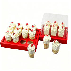 Thiết kế mới hộp <span class=keywords><strong>cupcake</strong></span> trong suốt và bao bì phân hủy sinh học mini vuông tròn tráng miệng hộp cốc - Product Image 4