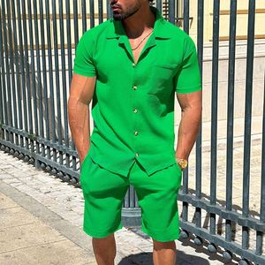 Men's <strong>Tracksuits</strong> <strong>Classic</strong> Two Piece Sets Men Casual Button Lapel Short Sleeve Shirts and ShortsStyle Suits Mens Clothing Summer - Product Image 2