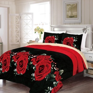 Sang Trọng 3-Mảnh Borrego Vua Kích Thước Flannel Sherpa <span class=keywords><strong>Comforter</strong></span> Thiết Lập Tùy Chỉnh Chất Lượng Cao Tăng Bộ Đồ Giường Cho Đám Cưới - Product Image 2