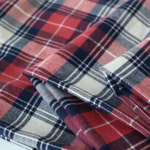 Custom Gold Well 100% Cotton Wool Feeling Yarn-dyed Checked Patterns Flannel Plaid Polar Fleece Shirting Fabrics